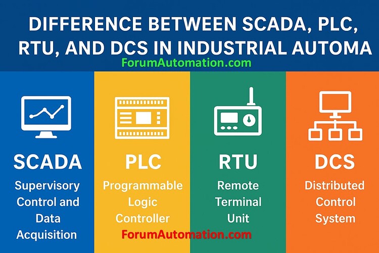 Difference between SCADA, PLC, RTU and DCS in Industrial Automation ...