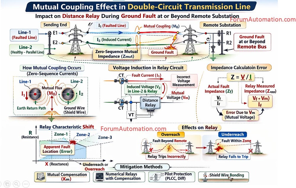 In double-circuit transmission lines, what phenomenon causes a distance ...