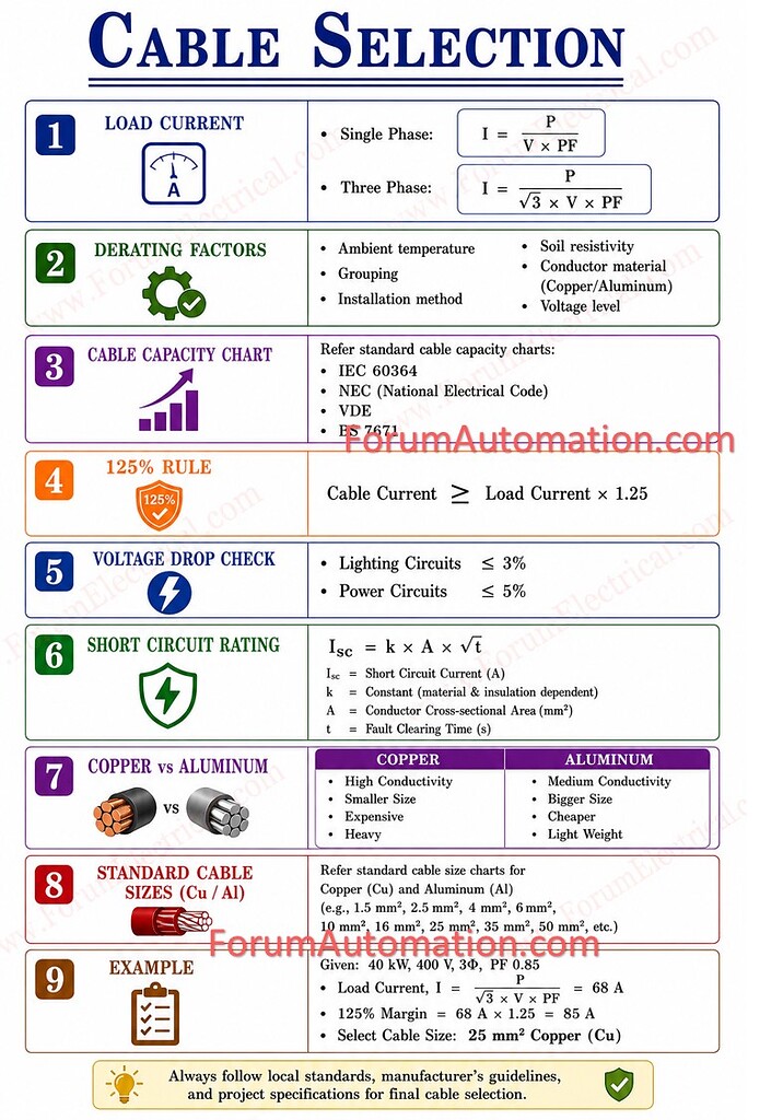 Cable Selection - Electrical - Industrial Automation, PLC Programming ...