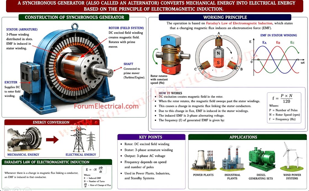 What is Synchronous Generator? Explain its Working Principle ...